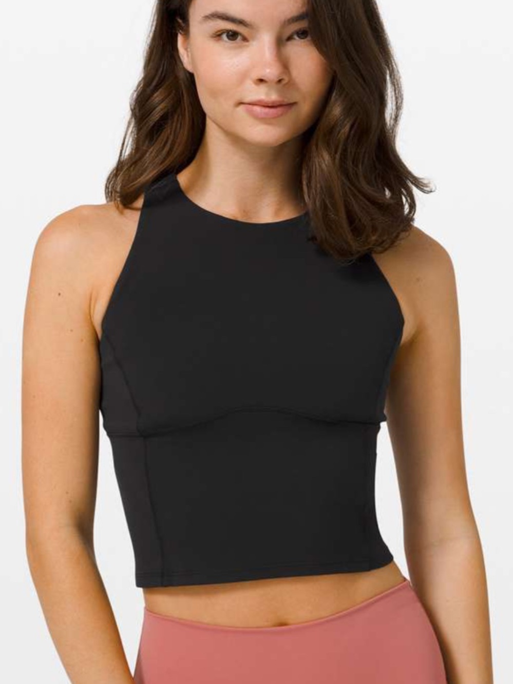 🍋Lulumeon Key to Balance Black High-Neck Cropped Tank Top Size 6